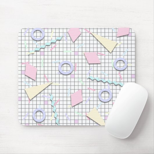 80er Candy Pastel Geo Print Mousepad (Mit Mouse)