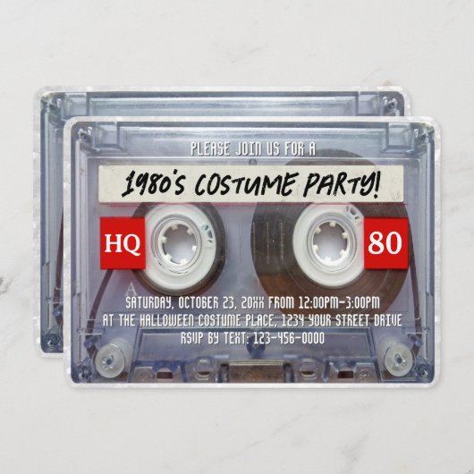80er Cassette Mixtape 1980s Halloween Costume Part Einladung (Vorne/Hinten)