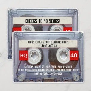 80er Cassette Mixtape 40. Geburtstag Party Einladung