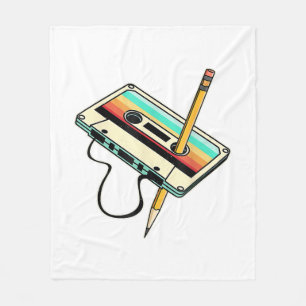80er Cassette Tape Pencil 1980er Retro Vintag Thro Fleecedecke