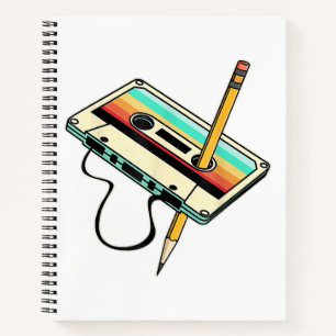 80er Cassette Tape Pencil 1980er Retro Vintag Thro Notizblock