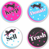 80er Cats Black Pink Geometric Konmari Organisiere Aufkleber (Vorderseite)