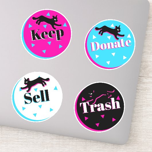 80er Cats Black Pink Geometric Konmari Organisiere Aufkleber (Detail)