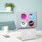 80er Cats Black Pink Geometric Konmari Organisiere Aufkleber (Laptop auf Schreibtisch)