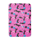 80er Cats Black Pink Geometric Memphis Pattern Badematte (Vorderseite Vertikal)