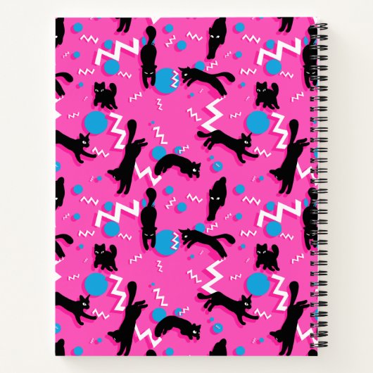 80er Cats Black Pink Geometric Memphis Pattern Notizblock (Rückseite)