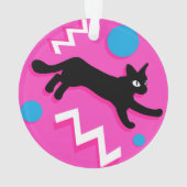 80er Cats Black Pink Geometric Memphis Pattern Ornament (Rückseite)
