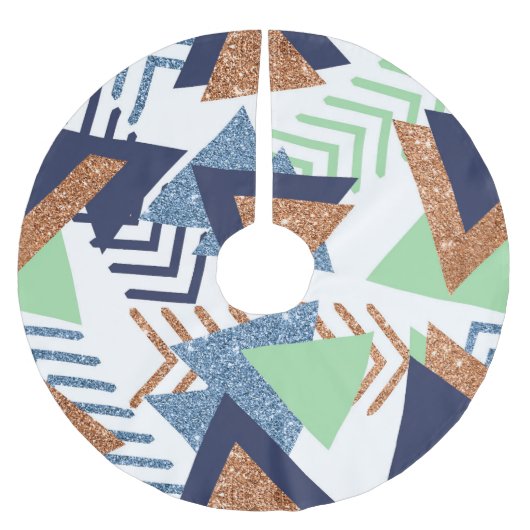 80er Color Abstrakt | Rose Gold Mint 90er Polyester Weihnachtsbaumdecke (Vorderseite)