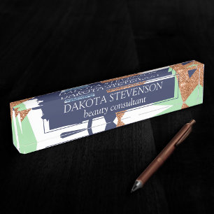 80er Color Abstrakt Rose Gold Minze Branding Namensplakette