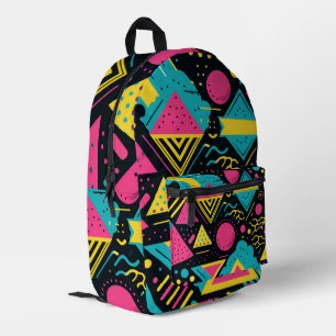 80er Colors Pattern Bedruckter Rucksack