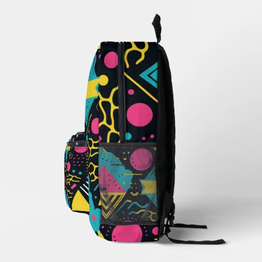 80er Colors Pattern Bedruckter Rucksack (Rechts)