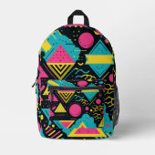80er Colors Pattern Bedruckter Rucksack (Vorderseite)