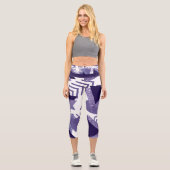 80er Cool Abstrakt | Lila Passionsformen Muster Capri Leggings (Vorderseite)