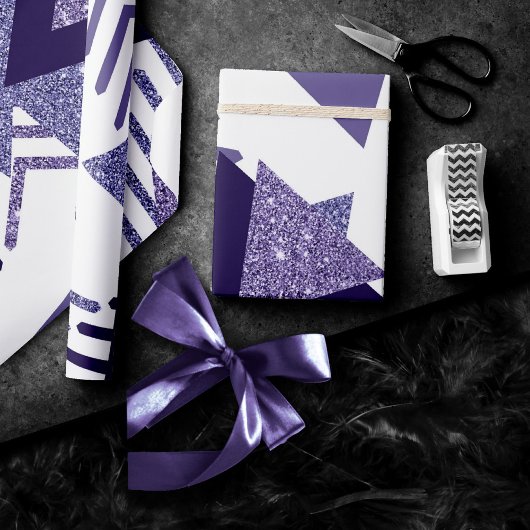 80er Cool Abstrakt | Lila Passionsformen Muster Geschenkpapier
