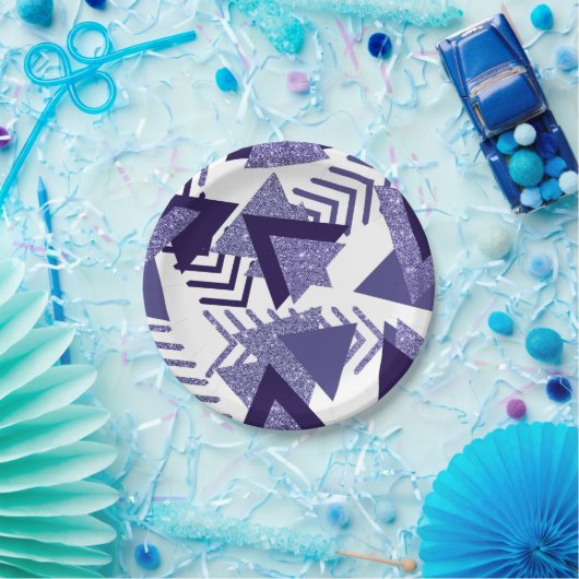 80er Cool Abstrakt | Lila Passionsformen Muster Pappteller (Party)