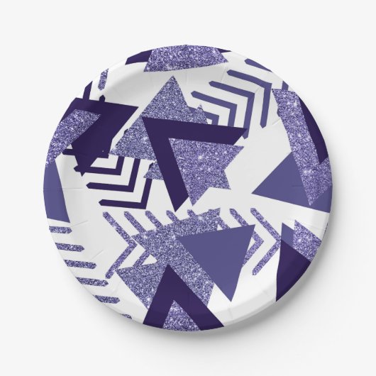 80er Cool Abstrakt | Lila Passionsformen Muster Pappteller (Vorderseite)