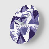 80er Cool Abstrakt | Lila Passionsformen Muster Runde Wanduhr (Winkel)