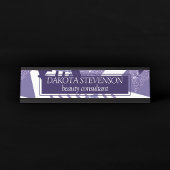 80er Cool Abstrakt | Lila Passionsformen Muster Schreibtischnamensplakette