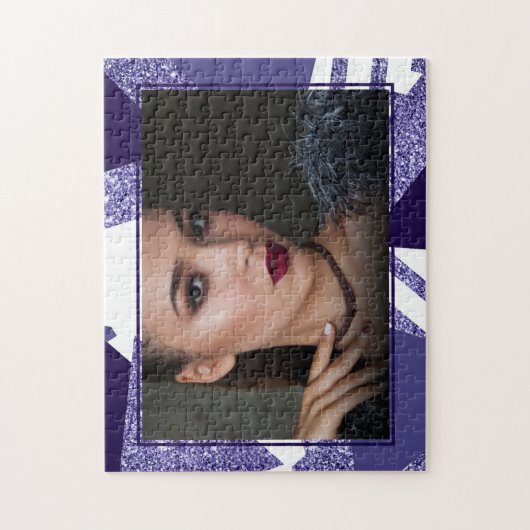 80er Cool Abstrakt | Monogram Lila Passionsformen Puzzle (Vertikal)