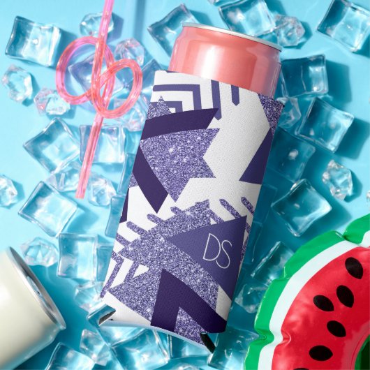 80er Cool Abstrakt | Monogram Lila Passionsformen Selters Dosenkühler (In Situ Sommer)