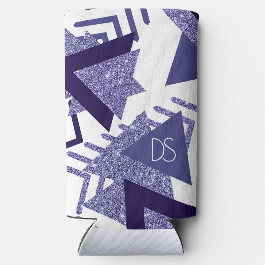 80er Cool Abstrakt | Monogram Lila Passionsformen Selters Dosenkühler (Rückseite)