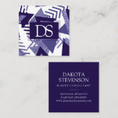 80er Cool Abstrakt | Monogram Lila Passionsformen Telefonnummerkarte (Vorne/Hinten)