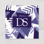 80er Cool Abstrakt | Monogram Lila Passionsformen Telefonnummerkarte (Vorderseite)