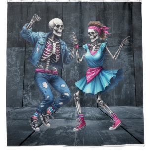 80er Dance Party Skelettons Duschvorhang