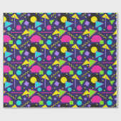 80er der alten Schule cooles mehrfarbiges Muster Geschenkpapier (Flach)