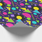 80er der alten Schule cooles mehrfarbiges Muster Geschenkpapier (Ecke)