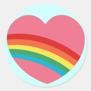 80er dicke Regenbogen-Herz-Aufkleber Runder Aufkleber