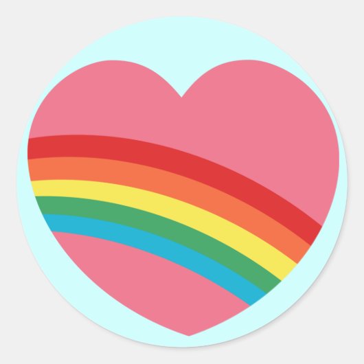 80er dicke Regenbogen-Herz-Aufkleber Runder Aufkleber (Vorderseite)