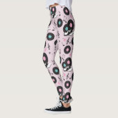 80er Disco Retro Rosa Vinyl Platten Leggings (Links)