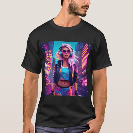 80er Electronic Dance Music Plattenlabel T-Shirt (Vorderseite)