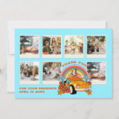 80er Flashback Vintag Retro Geburtstag Foto Blau Dankeskarte (Vorderseite)