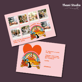 80er Flashback Vintag Retro Geburtstag Foto Rosa Dankeskarte