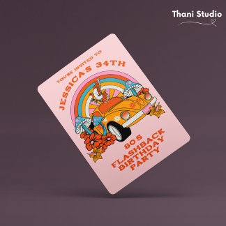 80er Flashback Vintag Retro Geburtstagspartei Pink Einladung