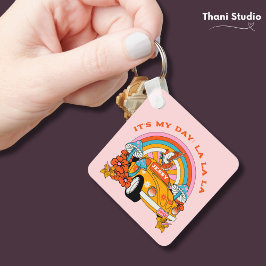 80er Flashback Vintag Retro Geburtstagspartei Pink Schlüsselanhänger