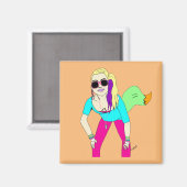 80er Foxy Girl Magnet (Vorderseite/Rückseite)