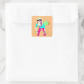 80er Foxy Girl Quadratischer Aufkleber (Tasche)