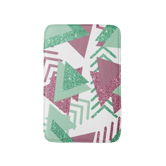 80er Fresh Abstrakt | Muster rosa und grüne Formen Badematte (Vorderseite Vertikal)