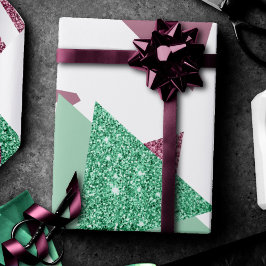 80er Fresh Abstrakt | Muster rosa und grüne Formen Geschenkpapier