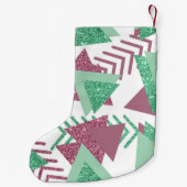 80er Fresh Abstrakt | Muster rosa und grüne Formen Kleiner Weihnachtsstrumpf (Rückseite)