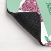 80er Fresh Abstrakt | Muster rosa und grüne Formen Mousepad (Ecke)