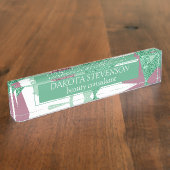 80er Fresh Abstrakt | Muster rosa und grüne Formen Namensplakette (Seite)