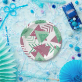 80er Fresh Abstrakt | Muster rosa und grüne Formen Pappteller (Party)