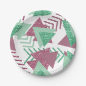 80er Fresh Abstrakt | Muster rosa und grüne Formen Pappteller (Vorderseite)
