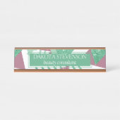 80er Fresh Abstrakt | Muster rosa und grüne Formen Schreibtischnamensplakette (Vorderseite )