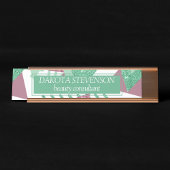 80er Fresh Abstrakt | Muster rosa und grüne Formen Schreibtischnamensplakette