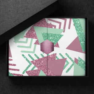 80er Fresh Abstrakt   Muster rosa und grüne Formen Seidenpapier